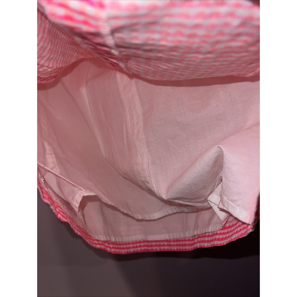 Lilly Pulitzer Pink Gingham Peplum Strapless Dress Green Zipper Size 4 - Picture 7 of 8